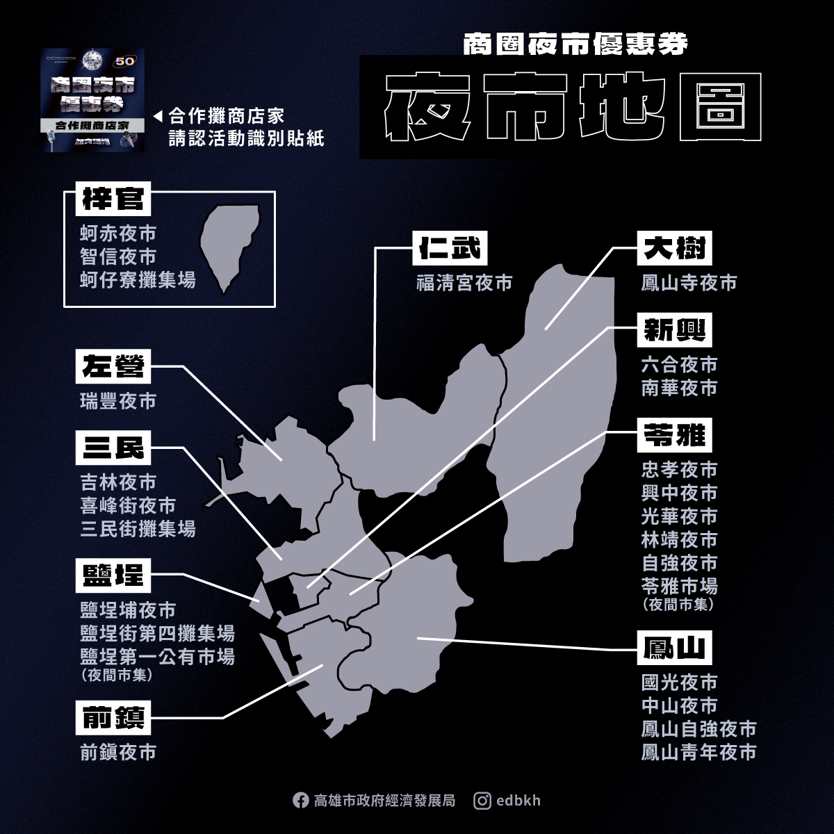 優惠券夜市地圖。圖／高雄市政府提供