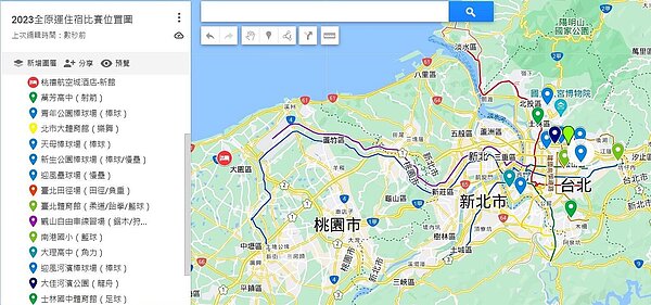 2023全原運住宿比賽位置圖。圖/翻攝南市議員穎艾達利臉書