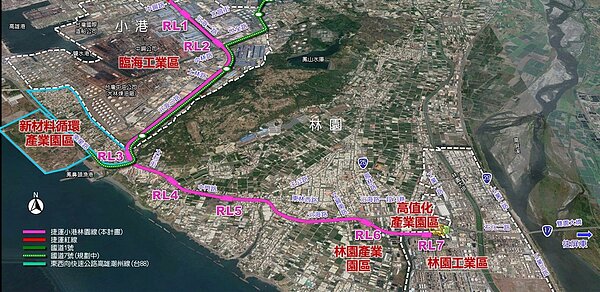 捷運林園線及場站位置示意圖。圖/高雄市都發局提供