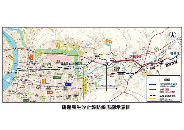 捷運民生汐止線路線規畫示意圖。(翻攝台北捷運局官網/呂健豪新北傳真)