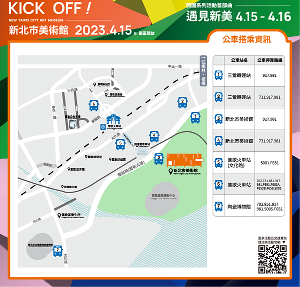 新美館交通資訊-公車。圖/新北市政府提供