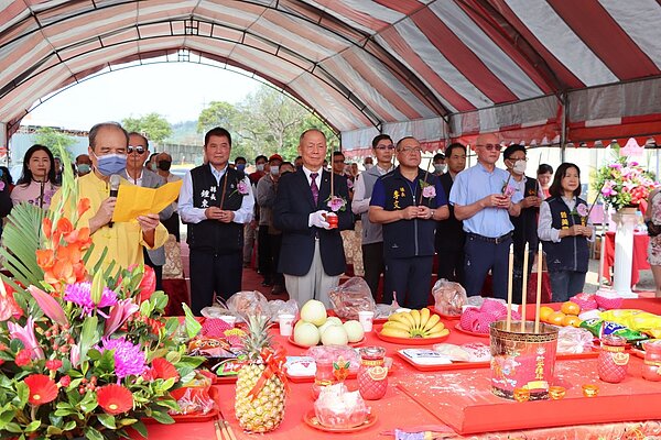 苗栗縣水鶴自辦市地重劃工程昨天動土開工。圖／苗栗縣政府提供