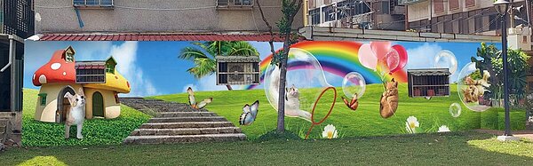 富貴里里內有許多美麗的彩繪牆。圖/取自板橋區富貴里臉書粉絲專頁