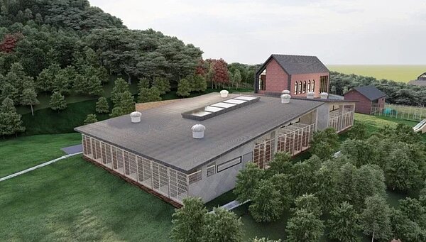 瑞芳動物之家興建行政辦公接待二層樓大廳、新犬舍等設施。示意圖/新北 動保處提供