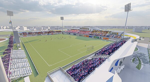 全台首座足球園區球場（模擬圖）。圖／中市府提供