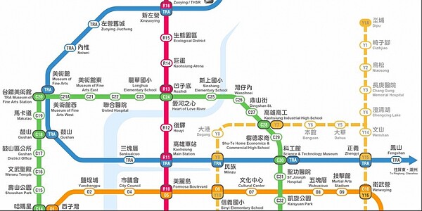 高雄既有的捷運路線，以及未來的捷運網路規劃。 圖／高雄捷運局提供