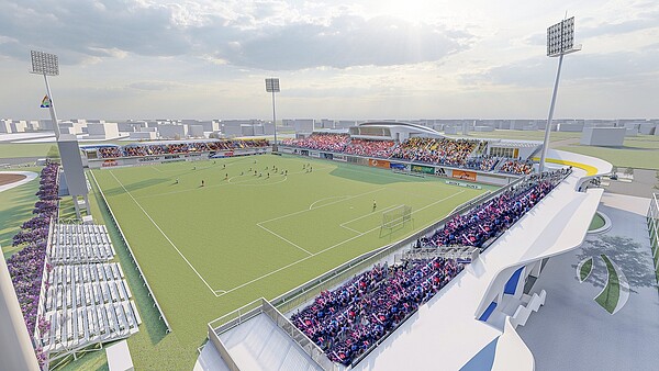 台中市足球運動休閒園區球場示意圖,預計可容納6000名觀眾。圖/台中市政府提供