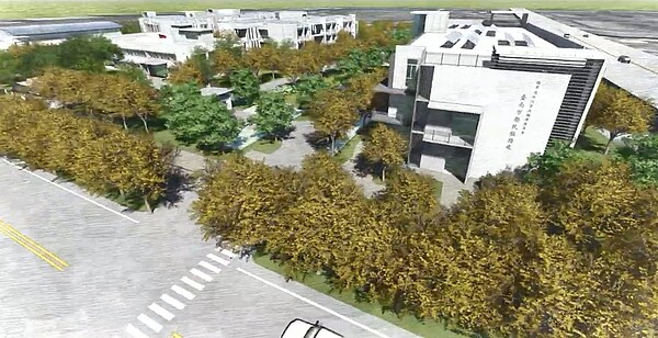 台南榮譽國民之家遷建2棟建築分別位在永康區網寮北基地與東區平實營區R7基地,開工2年,目前總工程進度已達74%。完工模擬圖。圖/市府工務局提供