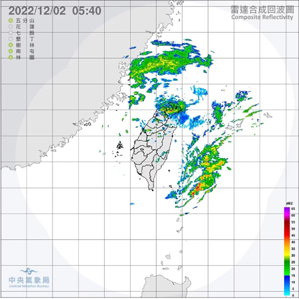 中央大學大氣科學系兼任副教授吳德榮表示，今天北部、東半部仍有局部雨，中南部多雲時晴；冷空氣略減弱，氣溫小幅回升，北台偏濕冷，中南部白天舒適微熱早晚冷。圖／氣象局提供