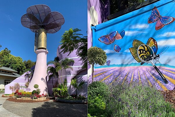 配國際花毯節,新社圓環附近的中興嶺停車場有新亮點。圖/台中市政府提供