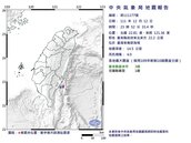 東南海域12日23：52規模4地震　台東最大震度3級