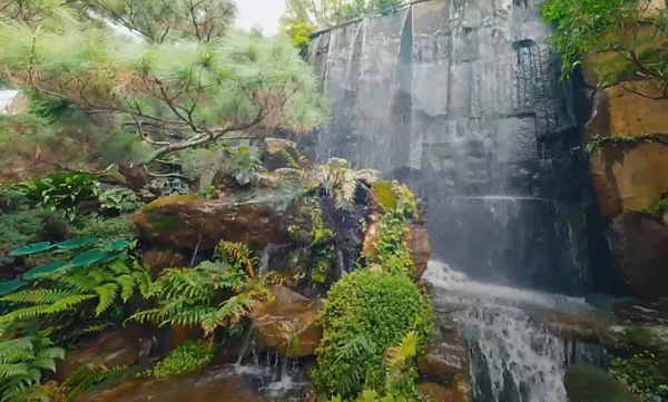 陶朱隱園庭園綠意與瀑布造景／Discovery 提供