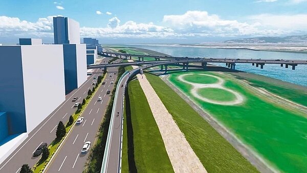 新北市三重重陽橋增設機車專用道完工模擬圖。圖/新北市新工處提供