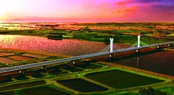 台61線西濱快速公路曾文溪橋完工後鳥瞰示意圖。圖 /交通部公路總局提供