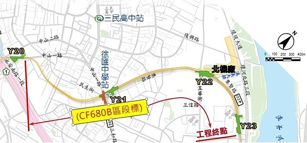 環狀線北環段CF680B區段標工程施工範圍。圖/台北市捷運局提供