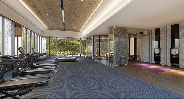 器材豐富、光線明亮的健身房。圖/明志書苑提供