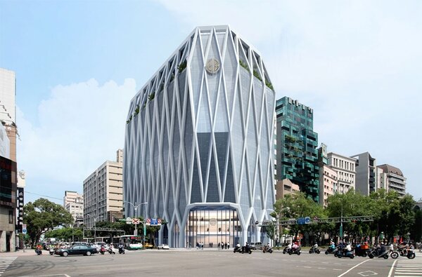上海商銀新總行大樓未來完工後的模樣（潘冀聯合建築師事務所提供）