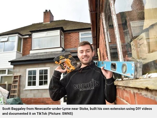 男子靠YouTube影片學裝修,最後自己DIY省下130萬。圖擷自地鐵報