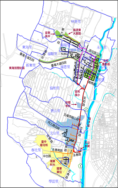 臺中市文山污水下水道分支管網暨用戶接管工程範圍。圖/台中市府提供