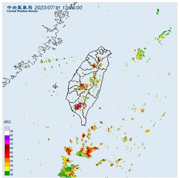 災防告警系統稍早透過災防告警系統，對高雄市、屏東縣2地發布大雷雨即時訊息。圖／翻攝自中央氣象局
