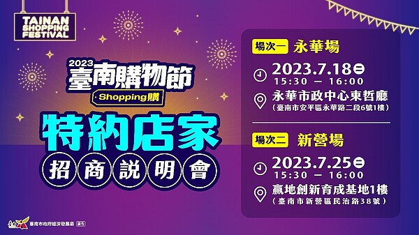 台南購物節將於7月18日及25日2天下午舉辦招商說明會。圖／台南市經發局提供