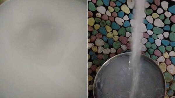 自來水打開水是乳白色,居民擔憂。(圖/翻攝臉書恆春半島公共事務討論社團)自來水打開水是乳白色,居民擔憂。(圖/翻攝臉書恆春半島公共事務討論社團)