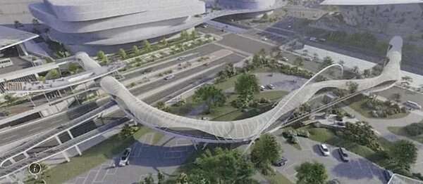 台中市都發局規劃水湳會展與轉運中心周邊立體通廊，但還沒有具體期程。圖／都發局提供
