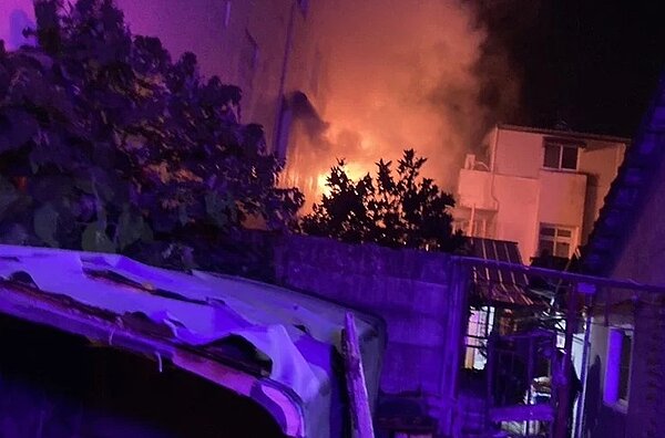 西螺鎮鬧區阿房宮KTV昨晚晚間傳出火警。記者蔡維斌/翻攝