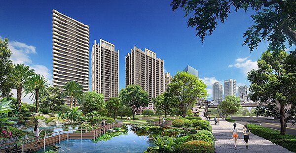 「都廳大院」一次集結水岸、捷運、市政三大利多,建設直上頂規。圖/都廳大院提供