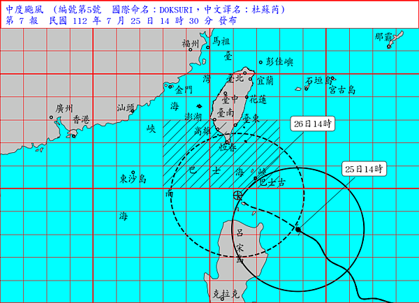 中度颱風杜蘇芮來勢洶洶。圖/擷取自中央氣象局