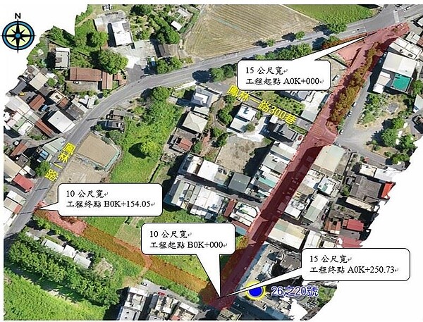 鳳林一路300巷已於日前進行拓寬及打通工程。圖／高雄市工務局提供