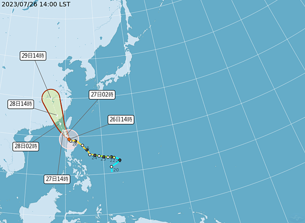 中颱杜蘇芮路徑潛勢圖。圖/中央氣象局提供