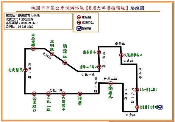 606循環公車路線圖。圖/桃園市交通局提供