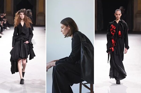 在山本耀司的時裝視野中,狂放、野性是男裝的輪廓樣態,女性則跳脫傳統想像,以飄逸且具特色的結構設計,讓特異獨行的內在特質加以外顯。圖/翻攝自 IG @ yojiyamamotoofficial