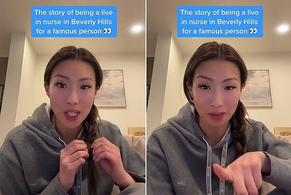米基說自己到一線巨星家當護理師，輕輕鬆鬆就月入十萬。圖擷自TikTok