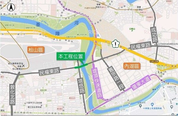 民權大橋跨河段上部結構改建統包工程」平面位置圖。圖/新工處提供
