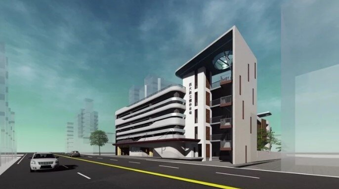 新竹市西大路（停七）立體停車場完工後，可停放284格汽車、321格機車。圖／竹市府提供
