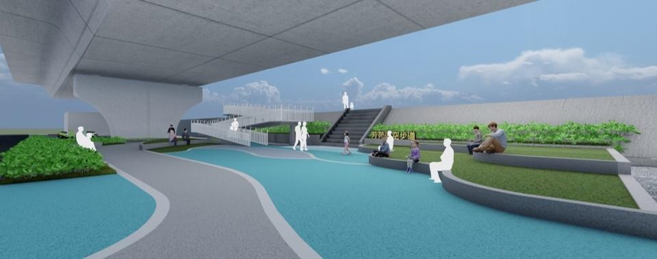 台61線橋下休憩節點空間完工模擬圖。圖／彰化縣城市暨觀光發展處提供