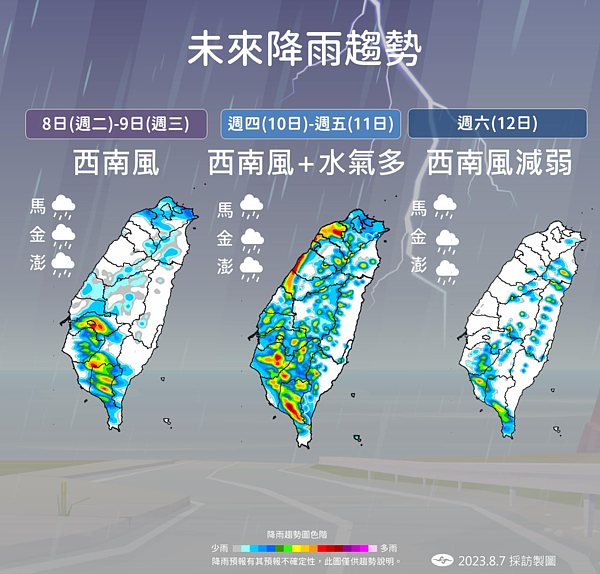 未來降雨趨勢。圖／中央氣象局提供