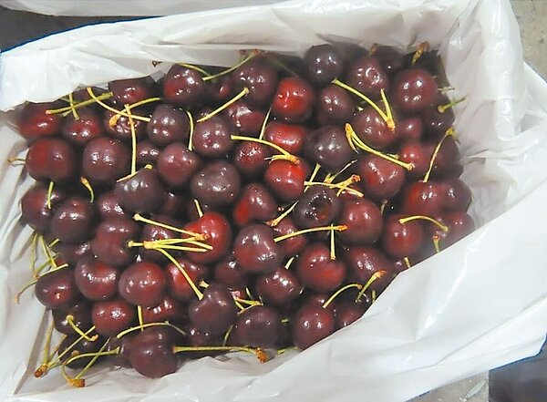 食藥署於邊境攔截4批美國櫻桃，農藥滅芬座殘留超標，共1萬4160公斤，全數依規定退運或銷毀。（食藥署提供）
