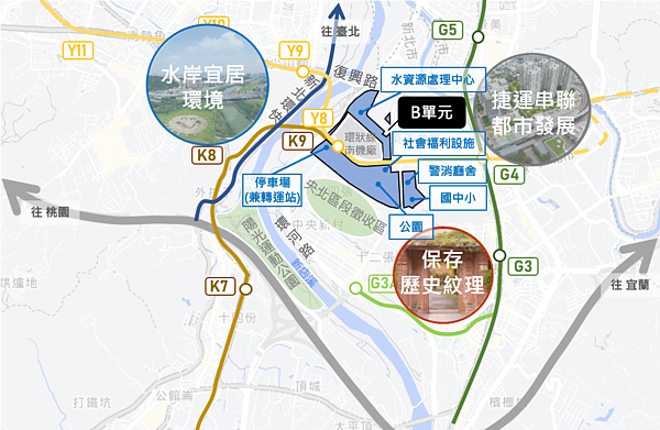 新店十四張(B單元)區段徵收開發案區位圖。圖/新北市地政局提供