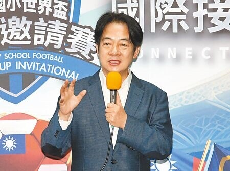 
副總統賴清德昨日指出，「台灣其實不缺電」。圖為他出席「2023台灣國小世界盃國際邀請賽」記者會，為參賽小球員加油打氣。（范揚光攝）
