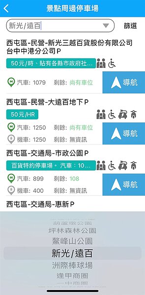 建議用路人可多利用台中交通網app查詢景點商圈周邊車格資訊。圖/台中市府提供
