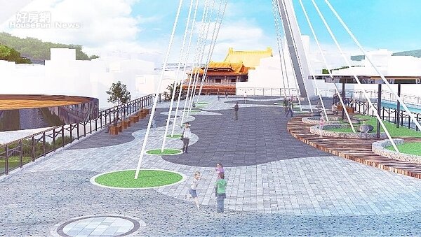 長福橋改建後橋寬將可達25m,提供寬廣的通行空間,符合觀光人潮眾多時的使用需求。示意圖/新北市政府水利局提供