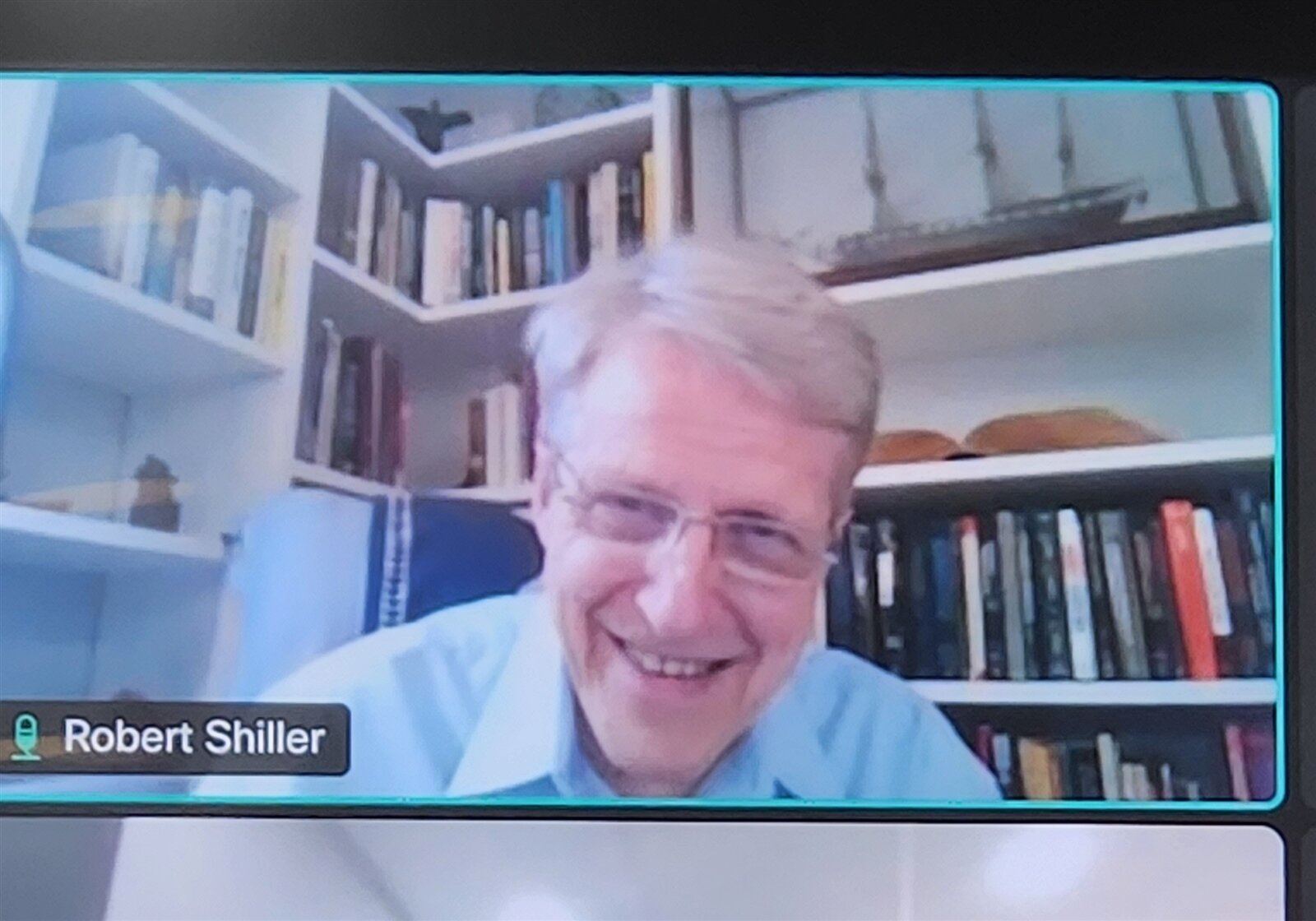 諾貝爾經濟學獎得主席勒（Robert James Shiller）接受台北媒體採訪 。記者蔡靜紋/攝影 