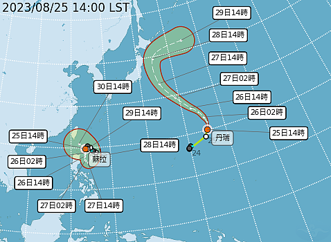 颱風最新路徑潛勢圖/中央氣象局提供