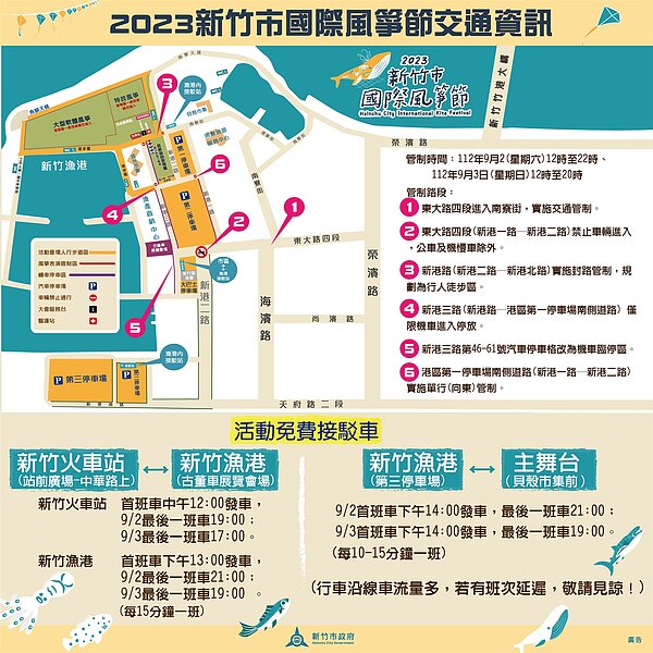 新竹市國際風箏節周邊交管措施。圖/新竹市交通處提供