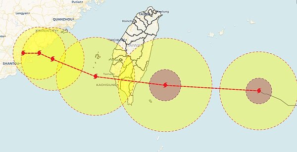 海葵颱風路徑一再南修。圖／取自「氣象達人彭啟明」臉書粉專