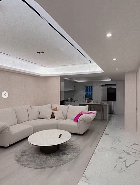 小A辣新家客廳的進口沙發要價25萬元,據店家說是和周杰倫同款。圖/截自林進instagram