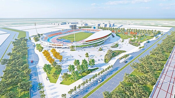 2025年全運會主場館「虎尾高鐵運動園區」完工示意圖。圖
/雲林縣政府提供